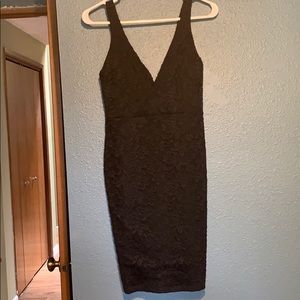 Lulus plunge neck black lace body con dress